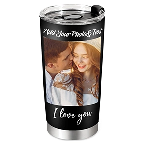 Personalized stainless steel photo coffee mug - custom insulated cup - 20oz custom gift, perfect for Christmas, anniversaries, birthdays - personalized outdoor water bottle for dad, mom, grandpa, letters, friends, sisters, brothers