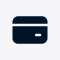 Blurred dark credit card payment icon with white divider and chip.