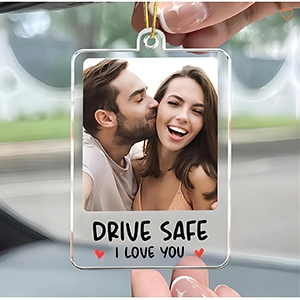 Custom acrylic car accessories, I love you for safe driving, anniversary, wedding, Valentine's Day gift