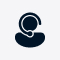 Customer support operator wearing a headset icon.