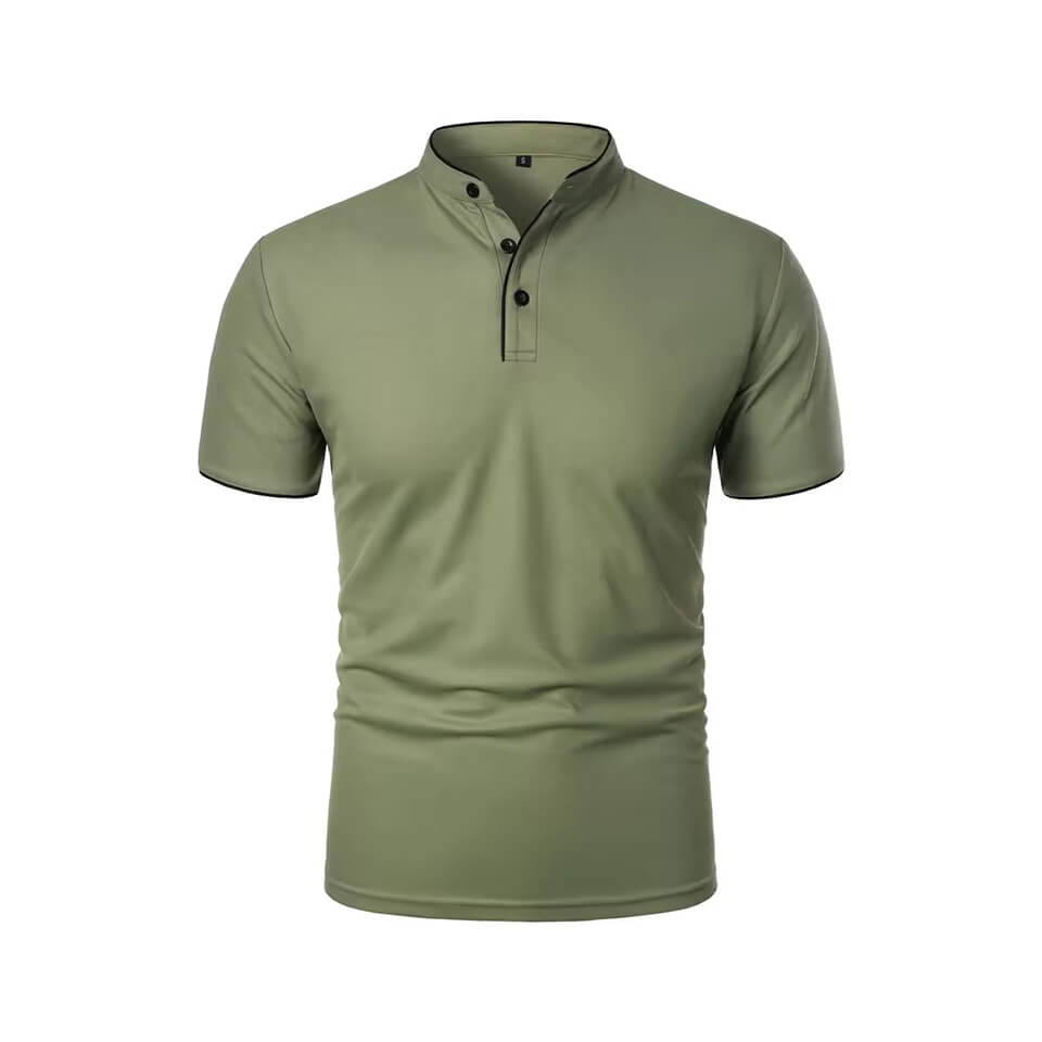 Men Businses T-shirts Casual Male Stand Collar Short Sleeve Patchwork T-shirt Tops
