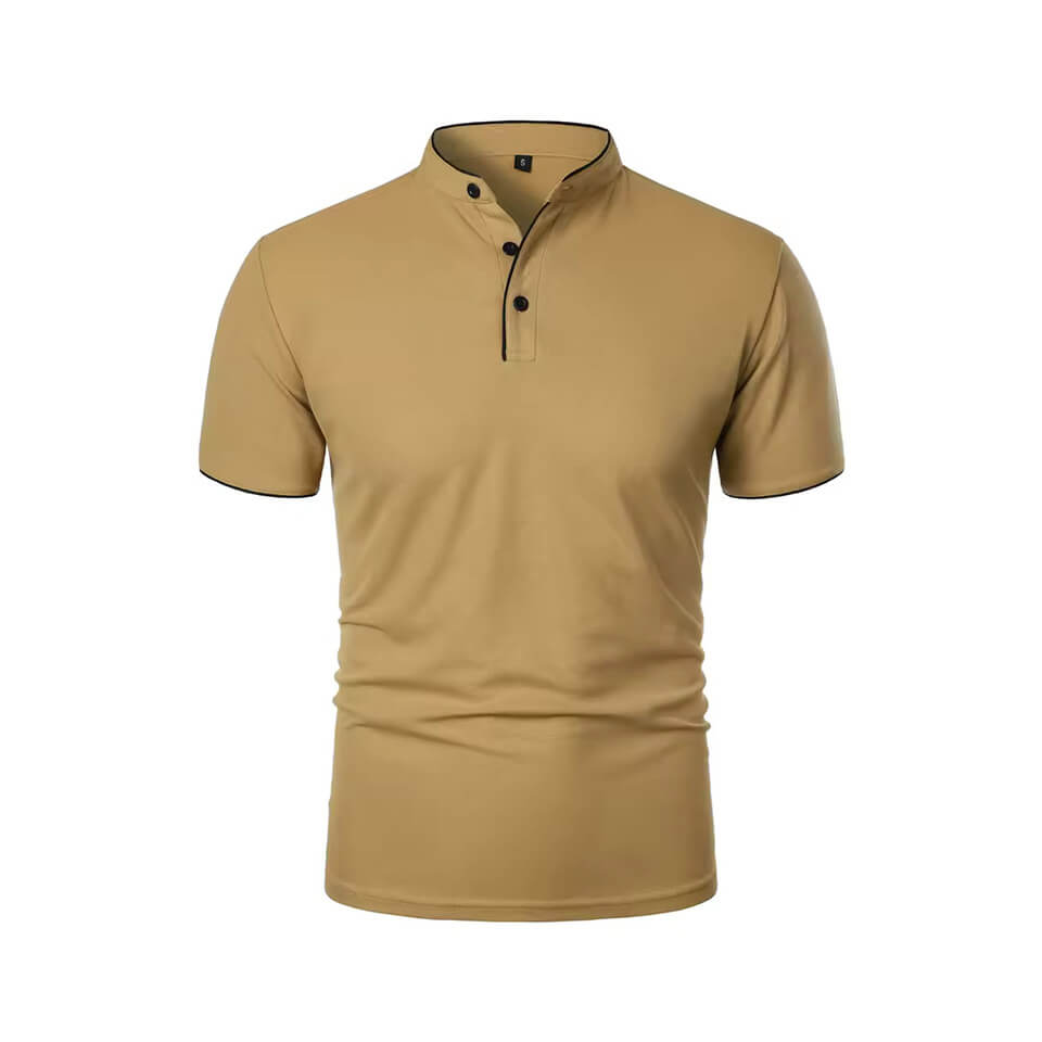 Men Businses T-shirts Casual Male Stand Collar Short Sleeve Patchwork T-shirt Tops - Image 2