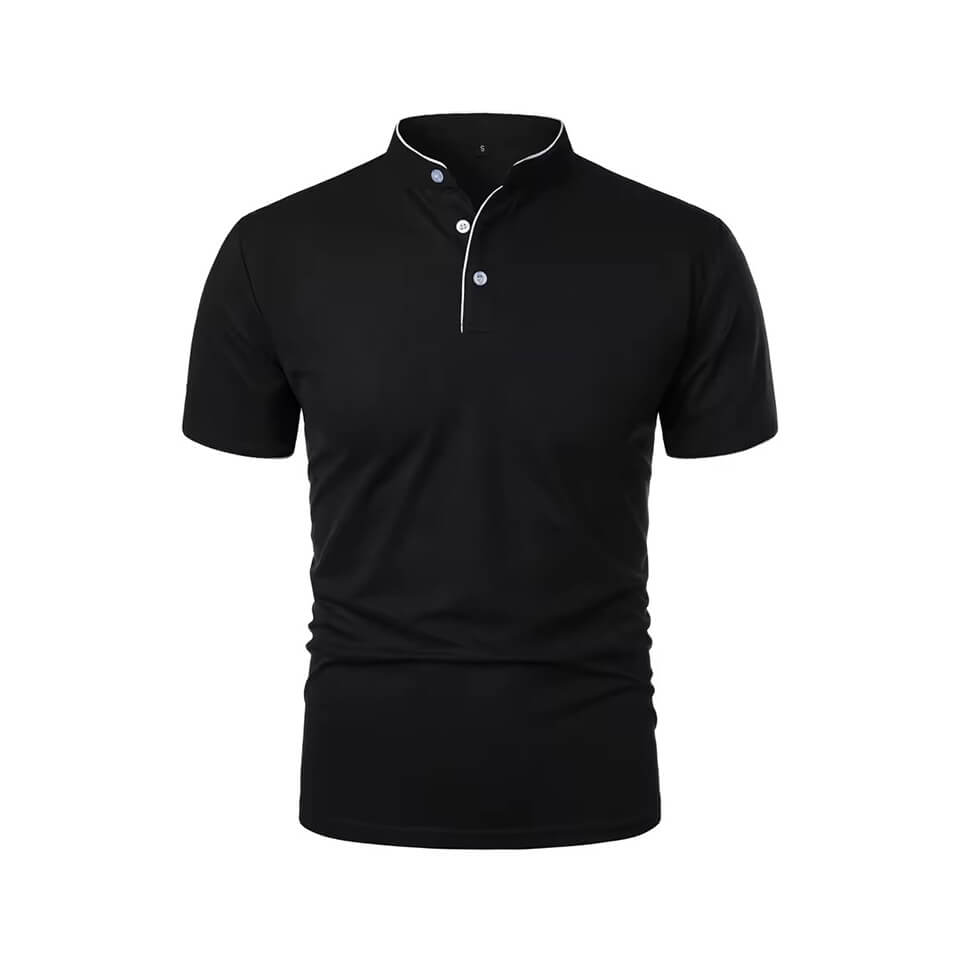 Men Businses T-shirts Casual Male Stand Collar Short Sleeve Patchwork T-shirt Tops - Image 4