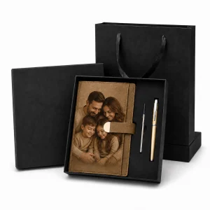 Personalized Photo Notebook & Pen Gift Set – Custom Family Journal