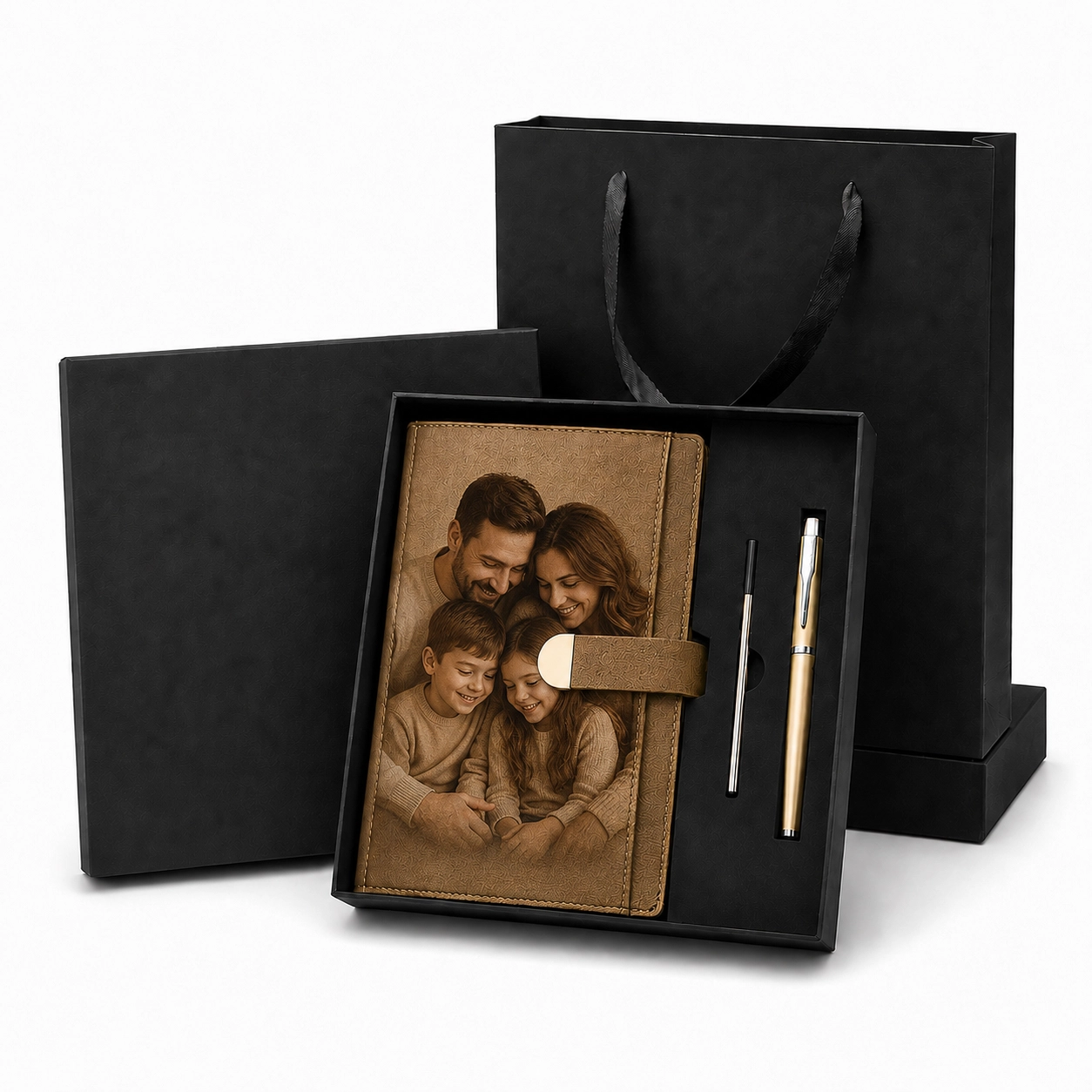 Personalized Photo Notebook & Pen Gift Set – Custom Family Journal