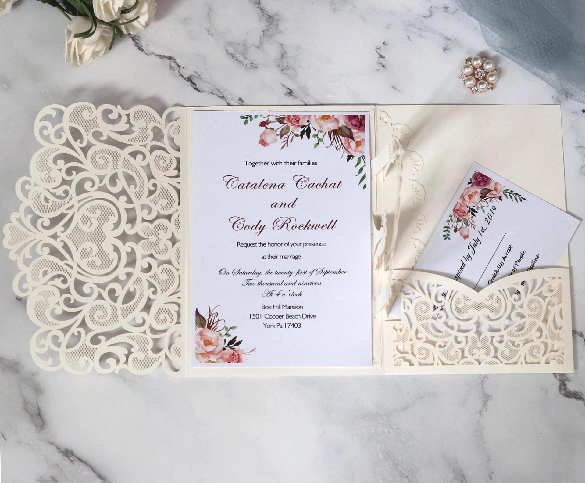 Personalized 3D Laser Cut Wedding Invitation