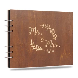 Personalized Wooden Wedding Guest Book – Custom Photo, Names & Date
