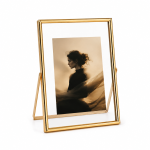 Personalized Metal Floating Photo Frame – Double Glass Tabletop Picture Frame