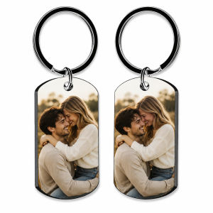 Personalized Double-Sided Photo Keychain – Black