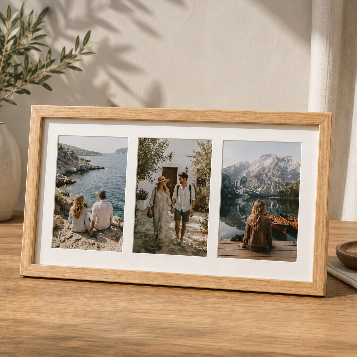 Personalized Wooden Collage Picture Frame – Custom 6 Inch Multi Photo Wall Frame