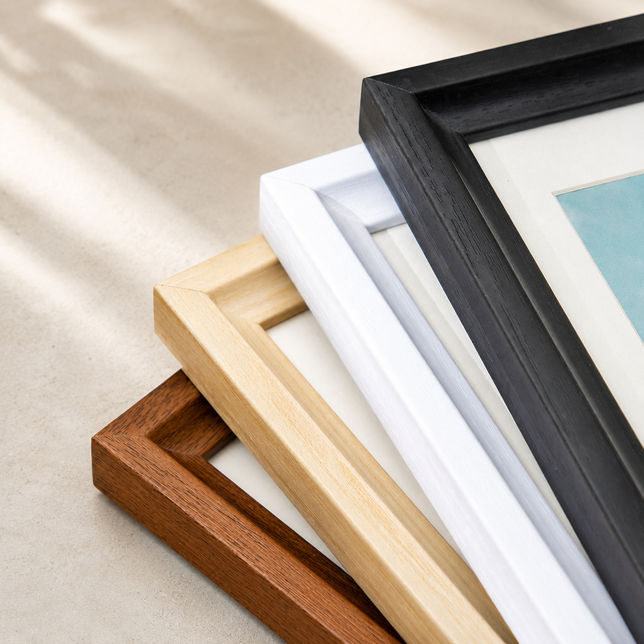 Personalized 7-inch wooden picture frames available in four classic finishes