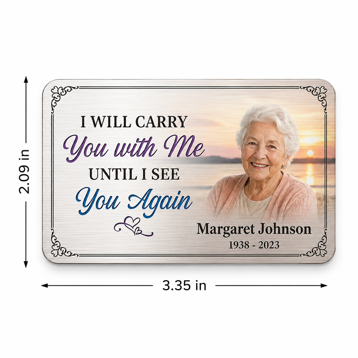 Personalized metal memorial wallet card, custom photo remembrance keepsake