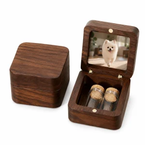 Personalized Pet Memorial Keepsake Box with Photo Frame & 2 Glass Vials