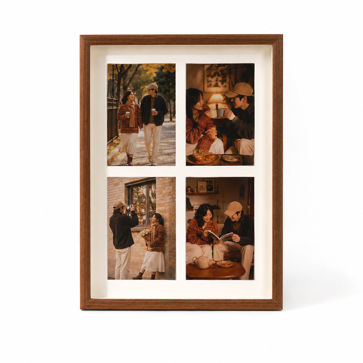 Personalized Wooden Collage Picture Frame – Custom 6 Inch Multi Photo Wall Frame