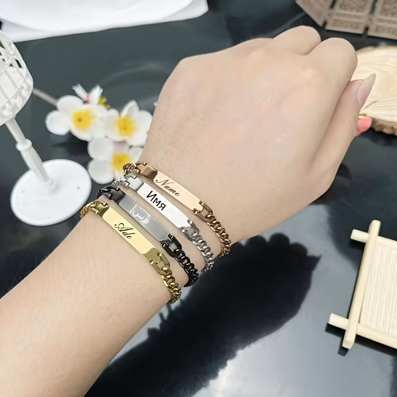 Personalized ID Bracelet – Custom Engraved Name Bar