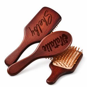 Personalized Wooden Paddle Hair Brush with Custom Name