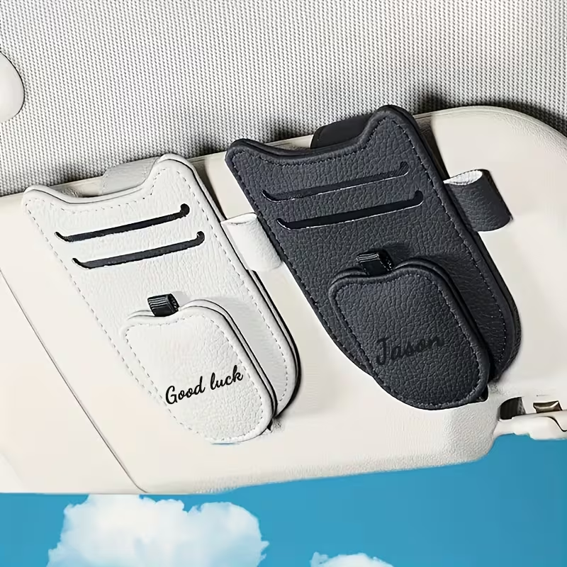 Personalized Car Visor Sunglasses Holder with Card Slots
