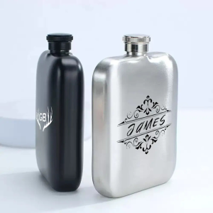 Personalized Pocket Flask – Custom Engraved, Silver or Black