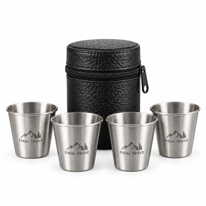 Personalized Stainless Steel Shot Glass Set of 4 with Carrying Case