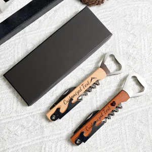 Personalized Wood Handle Wine Opener – Custom Engraved Corkscrew