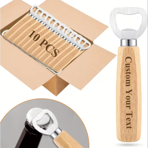 Personalized Wooden Bottle Openers – Set of 10