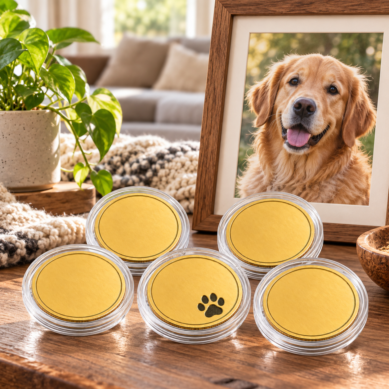 Personalized Gold-Tone Commemorative Coins – Set of 5