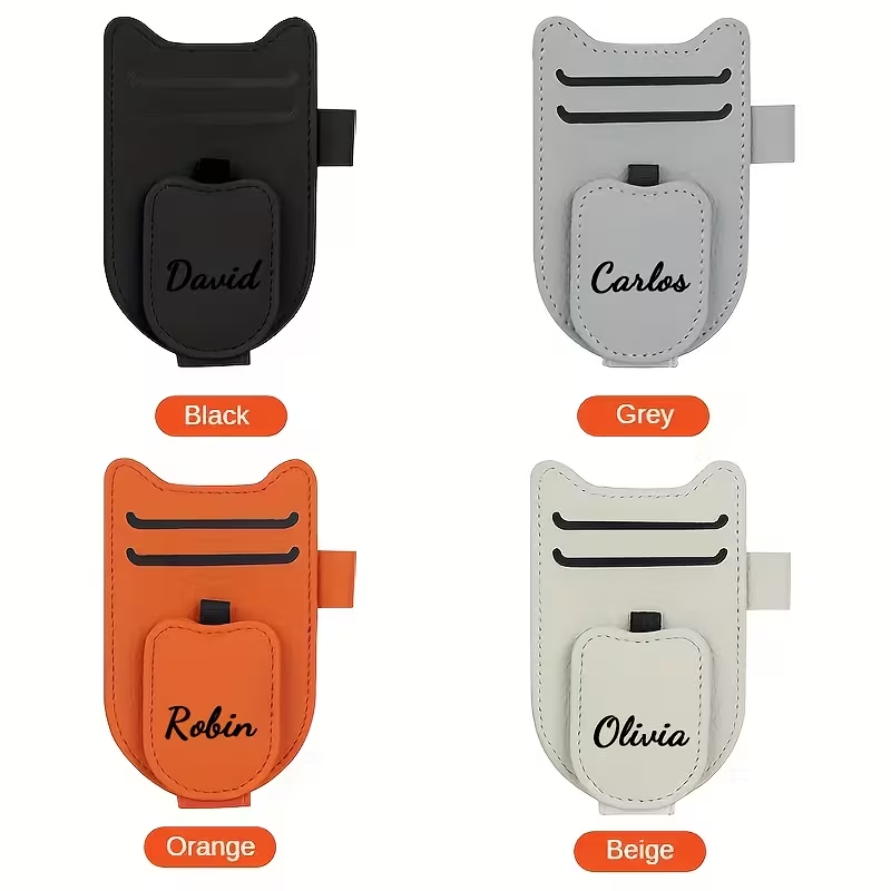 Personalized Car Visor Sunglasses Holder with Card Slots