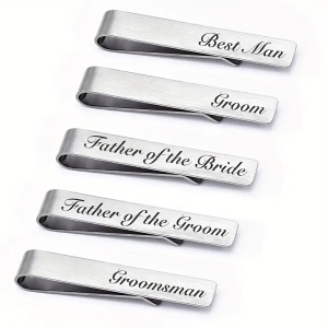 Personalized Brushed Silver Tie Clip – Custom Engraved Tie Bar