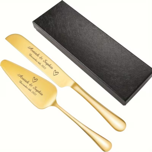 Personalized Gold Cake Cutting Set – Server & Knife