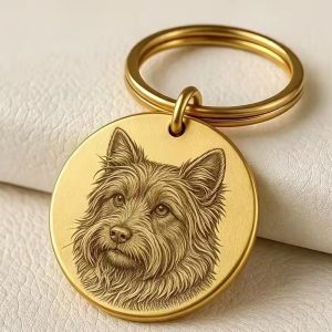 Personalized Pet Photo Keychain – Custom Round Pet Portrait Tag