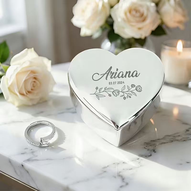 Personalized Heart Ring Box – Custom Name & Date