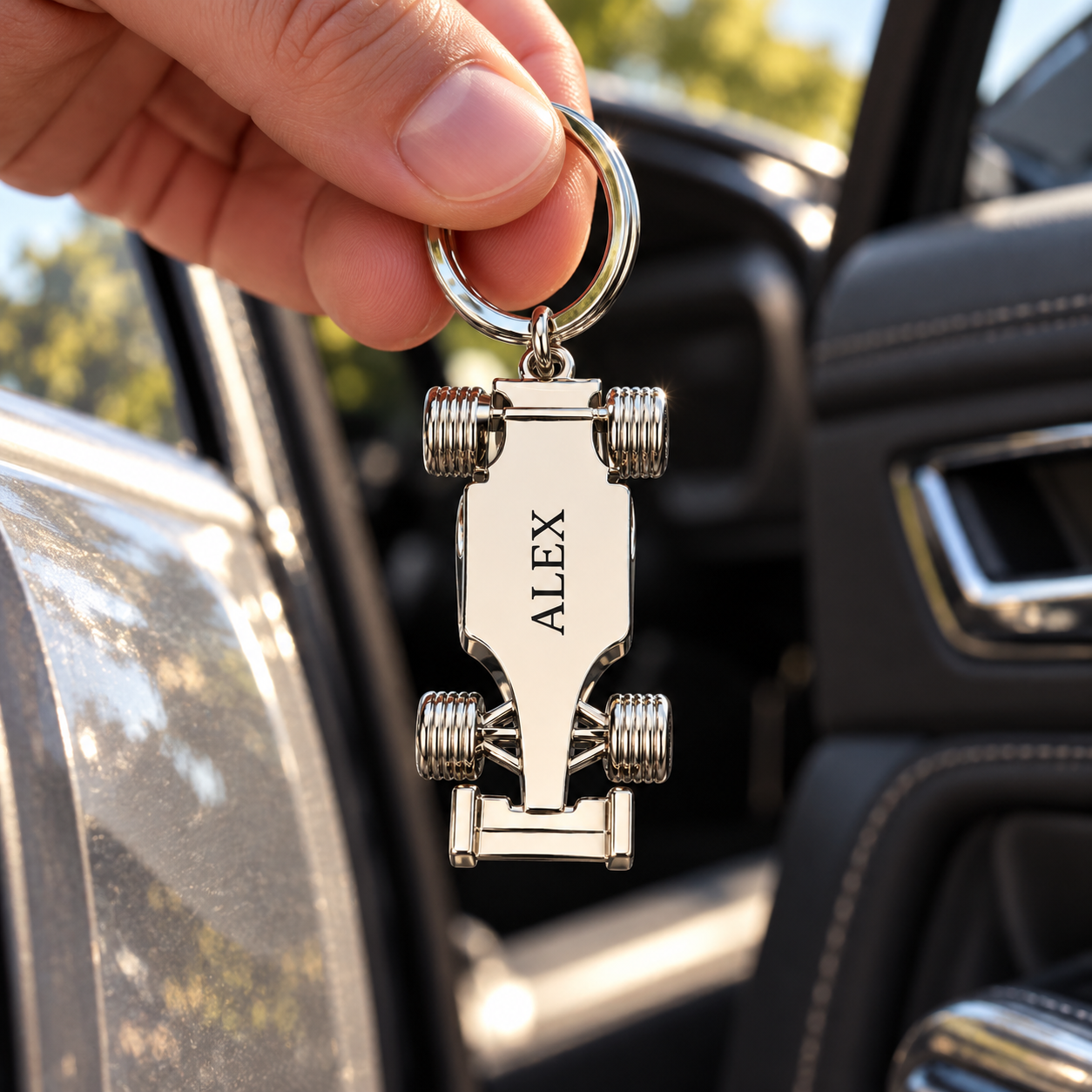 Personalized Formula Racing Car Keychain