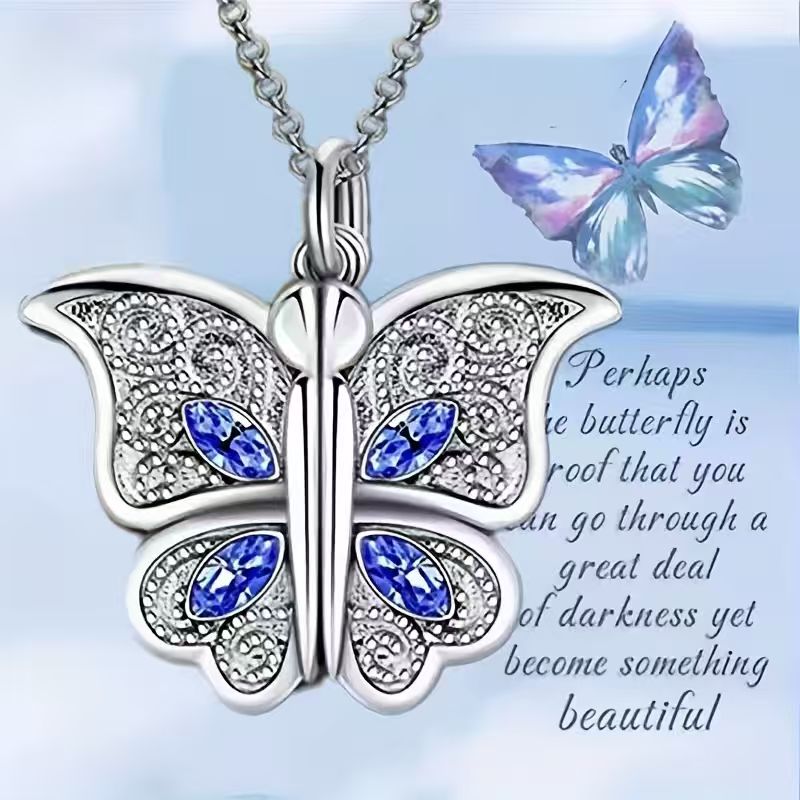 Personalized Folding Butterfly Necklace with Hidden Heart