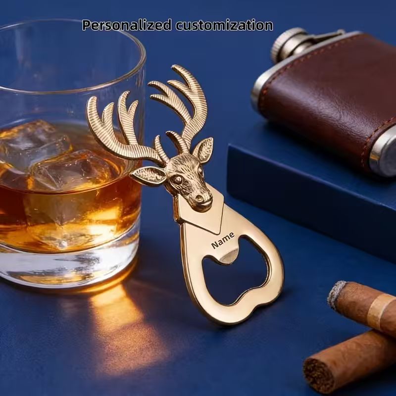 Personalized Deer Head Bottle Opener – Custom Engraved Name Gift