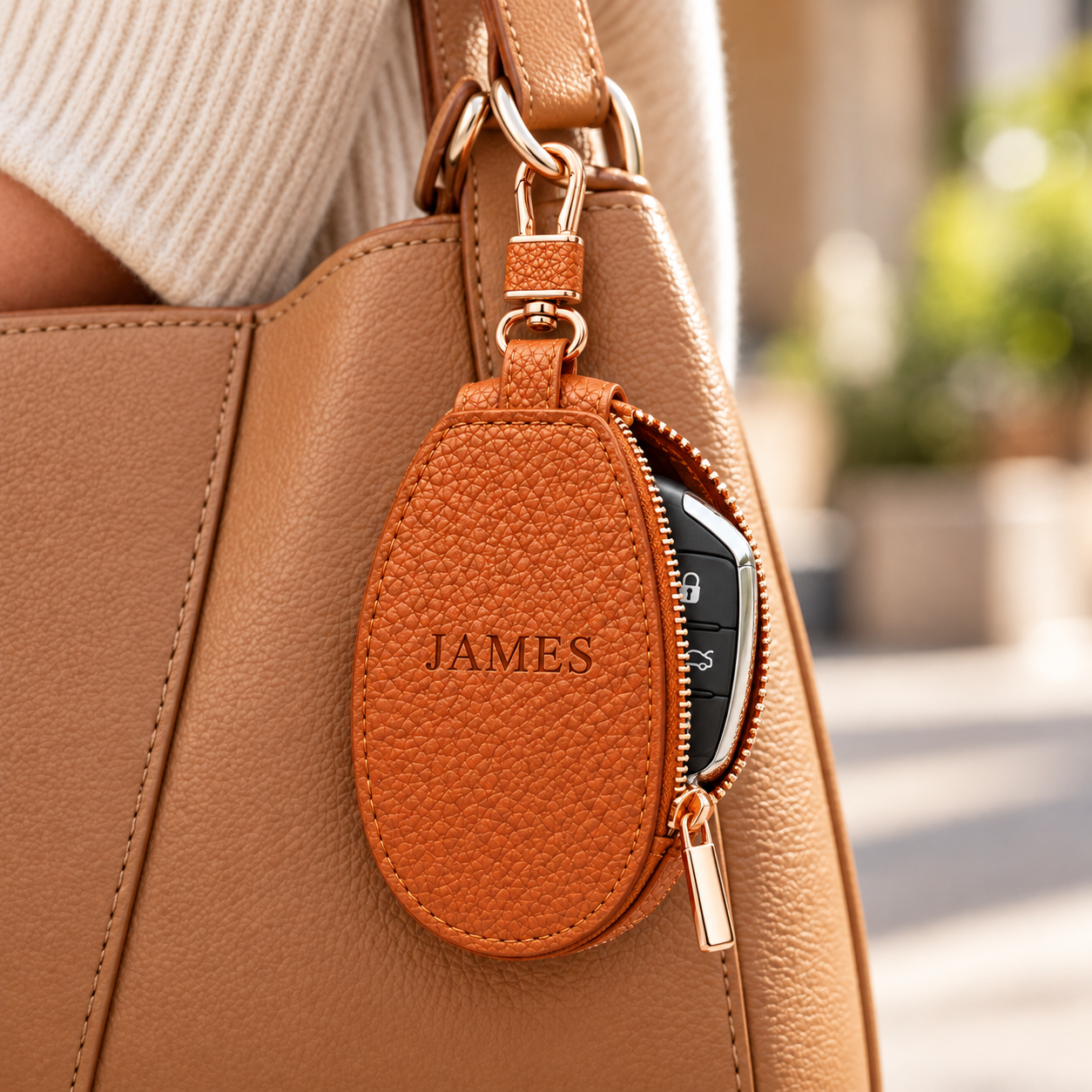 Personalized Zippered Car Key Pouch