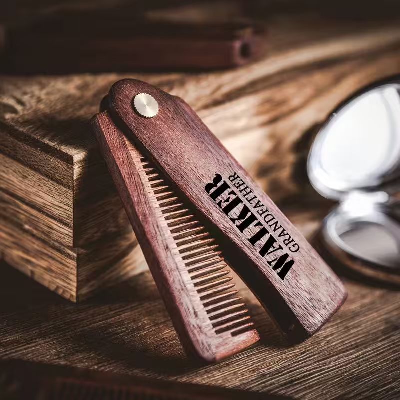 Personalized Folding Wooden Comb – Custom Engraved Pocket Comb