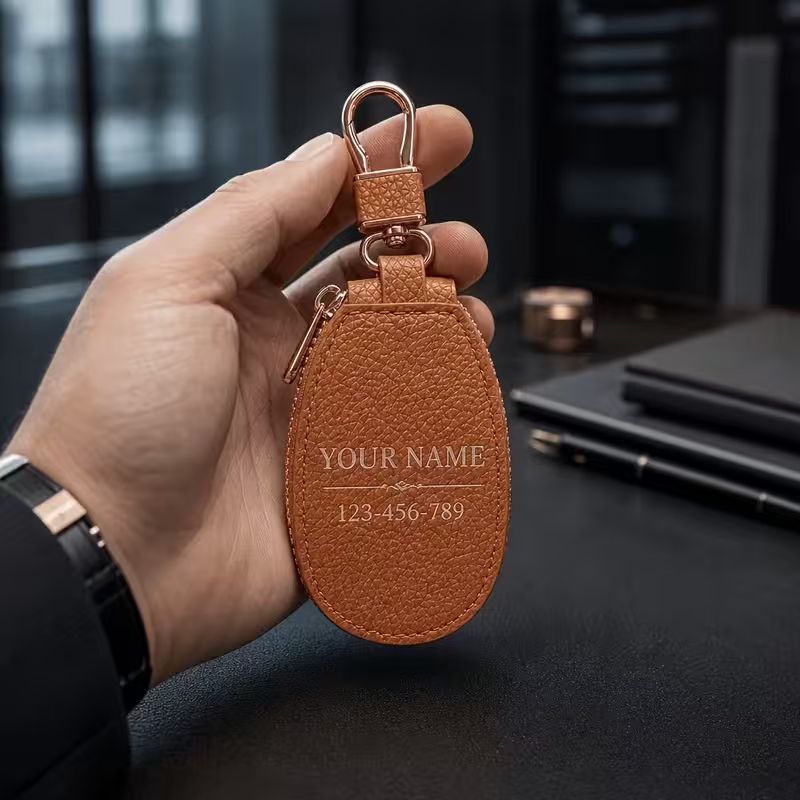 Personalized Zippered Car Key Pouch