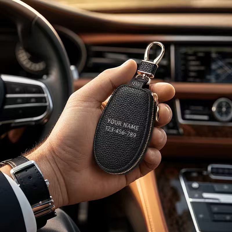 Personalized Zippered Car Key Pouch