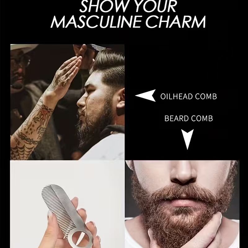 Personalized Stainless Steel Beard Comb – Custom Engraved Grooming Gift