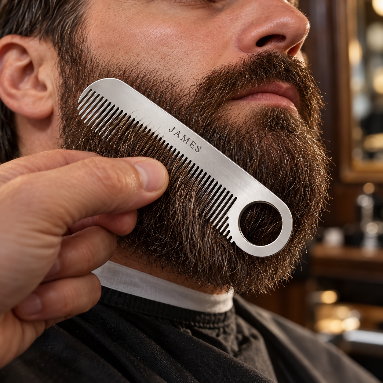 Personalized Stainless Steel Beard Comb – Custom Engraved Grooming Gift