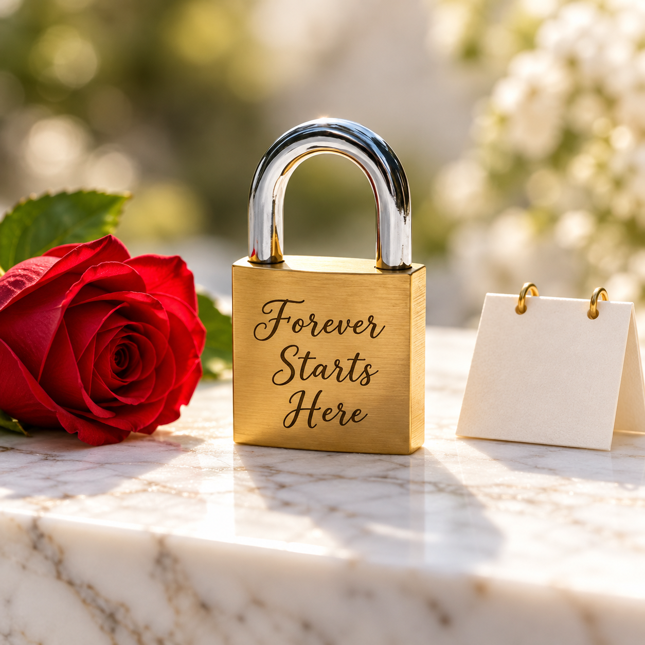 Personalized Gold Love Padlock – Custom Engraved Names and Date