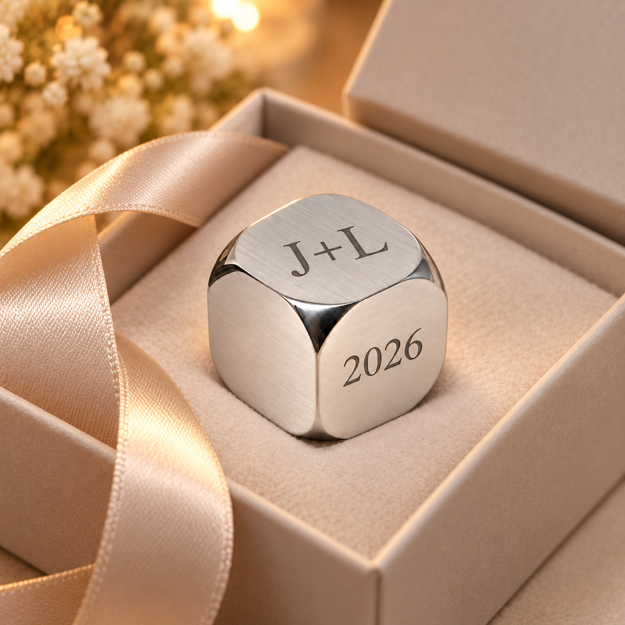 Personalized Six-Sided Metal Cube – Custom Laser Engraved Keepsake