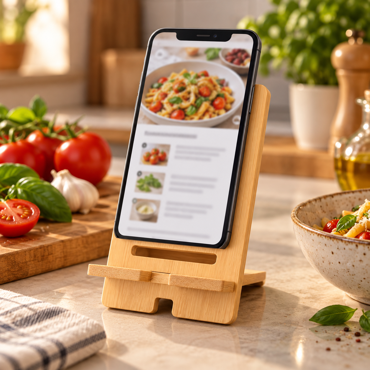 Personalized Bamboo Phone Stand – Custom Name & Floral Monogram