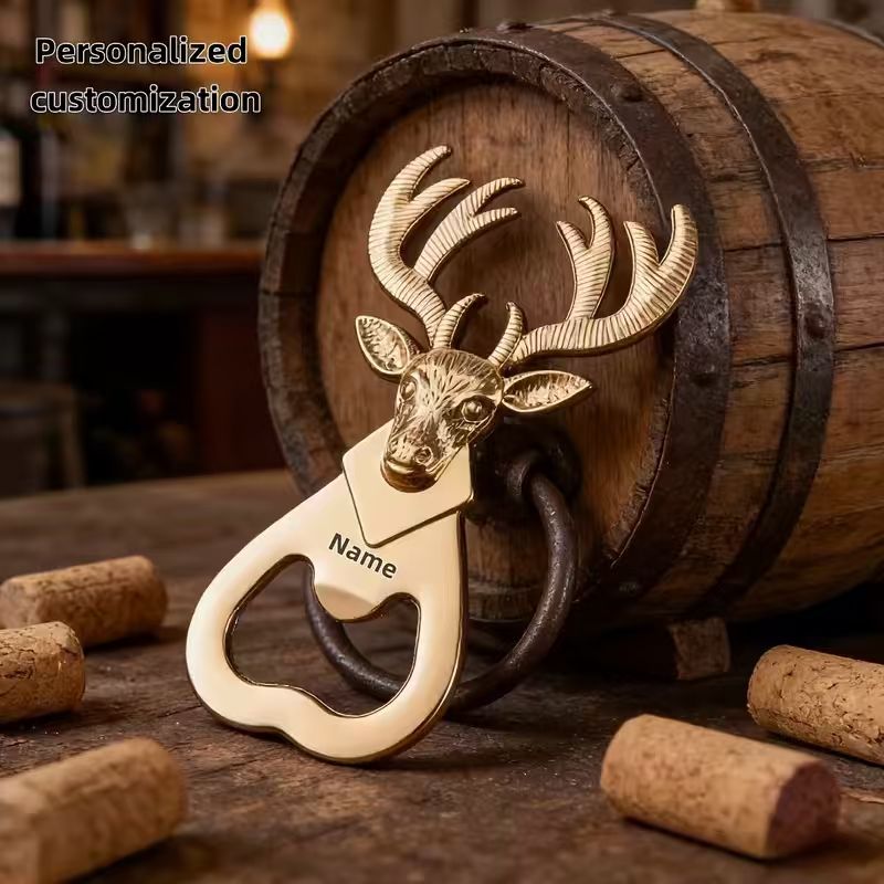 Personalized Deer Head Bottle Opener – Custom Engraved Name Gift