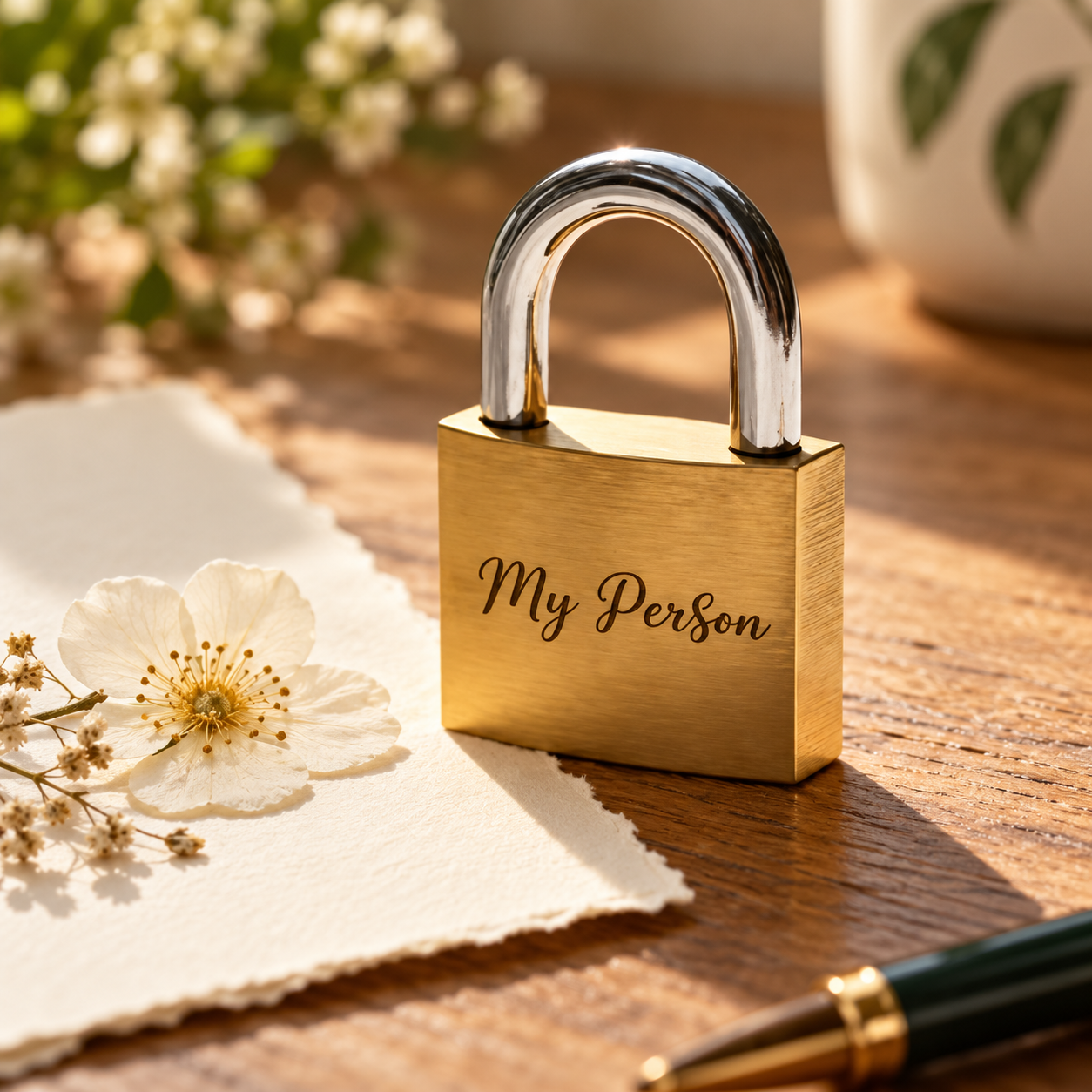 Personalized Gold Love Padlock – Custom Engraved Names and Date