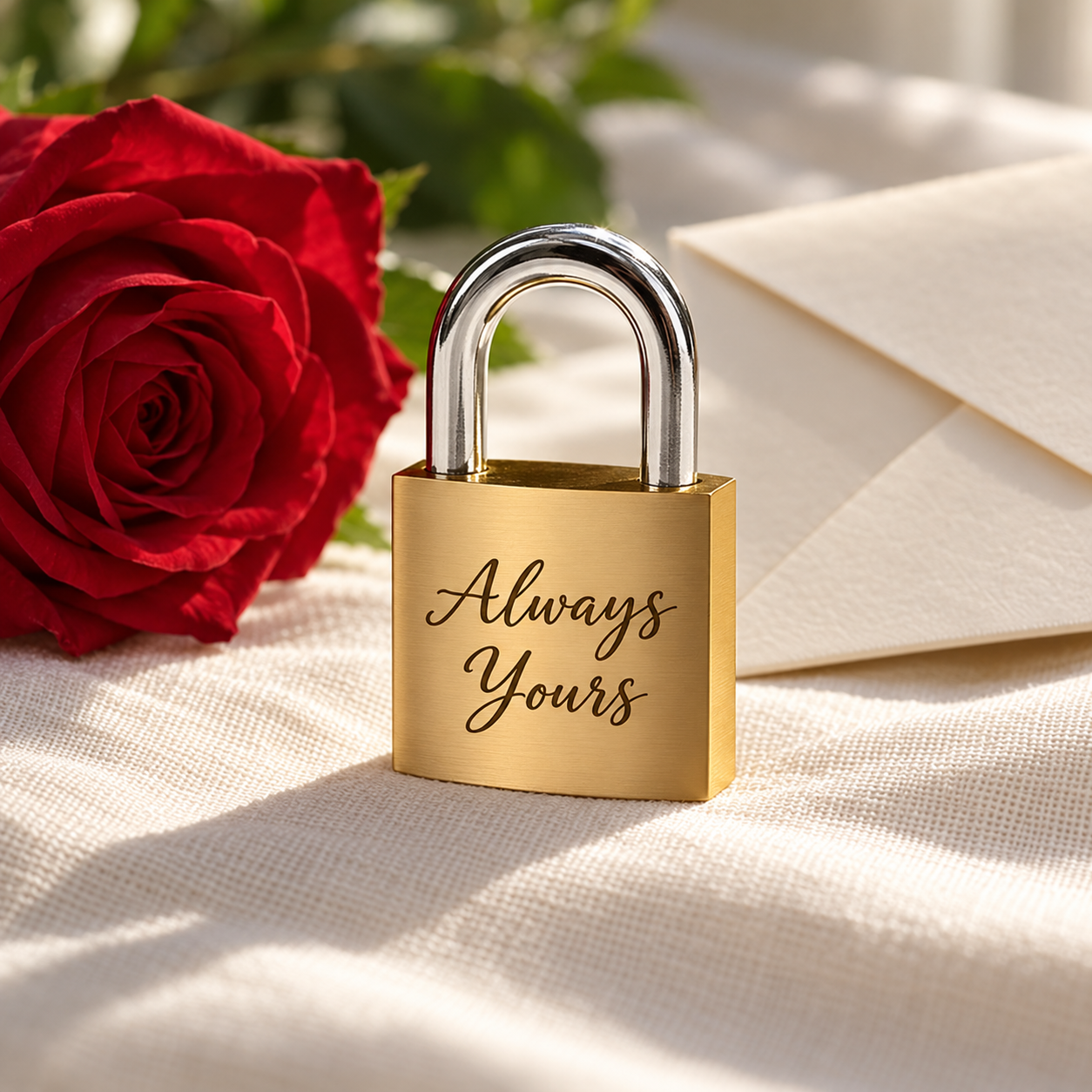 Personalized Gold Love Padlock – Custom Engraved Names and Date