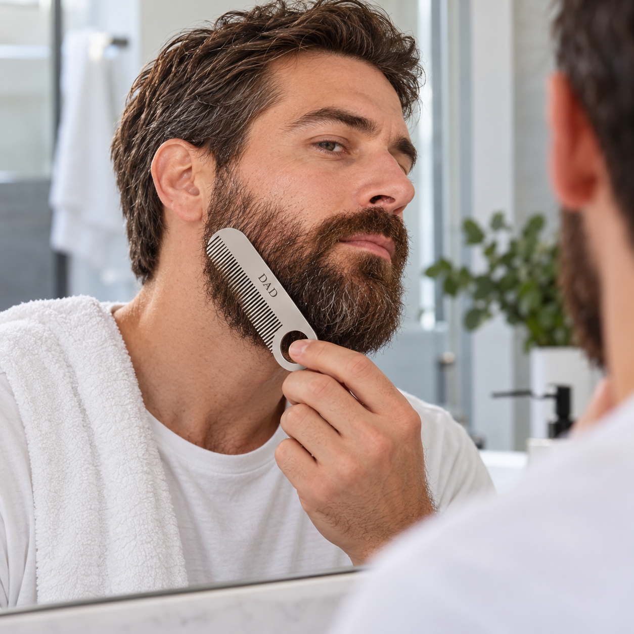Personalized Stainless Steel Beard Comb – Custom Engraved Grooming Gift