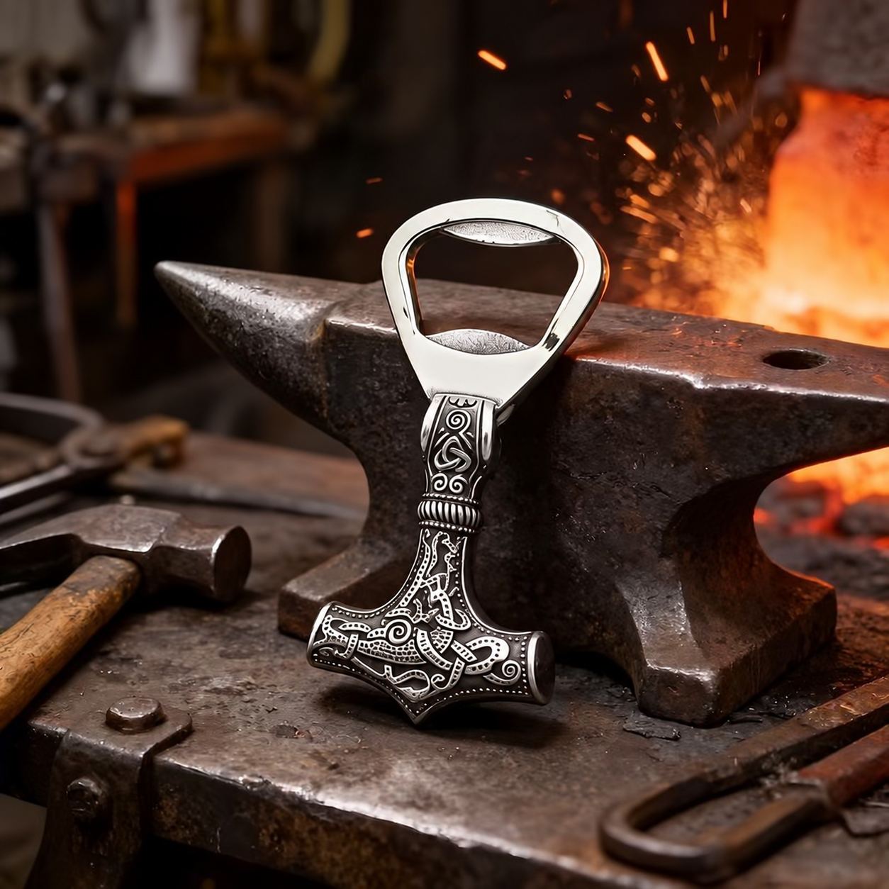 Personalized Viking Hammer Bottle Opener – Custom Engraved Name Gift