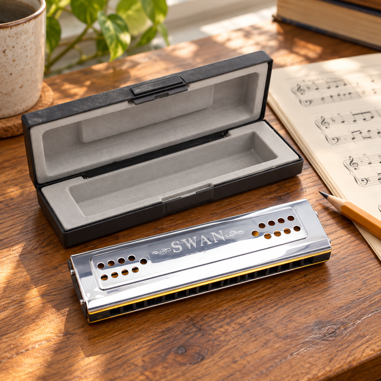 Personalized Silver Harmonica with Storage Case – Custom Engraved Gift