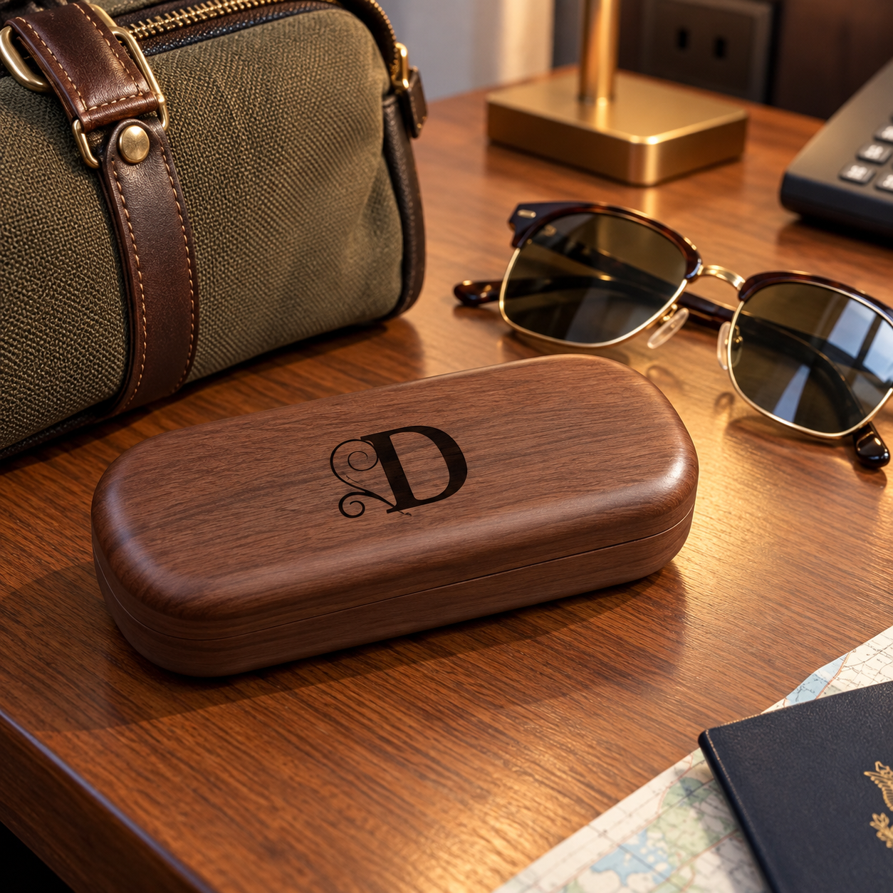 Personalized Wooden Eyeglasses Case with Name Engraving